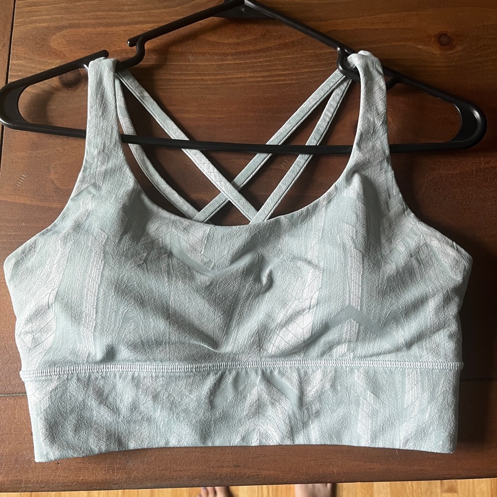 Lululemon Gray green leaf pattern Sports Bra